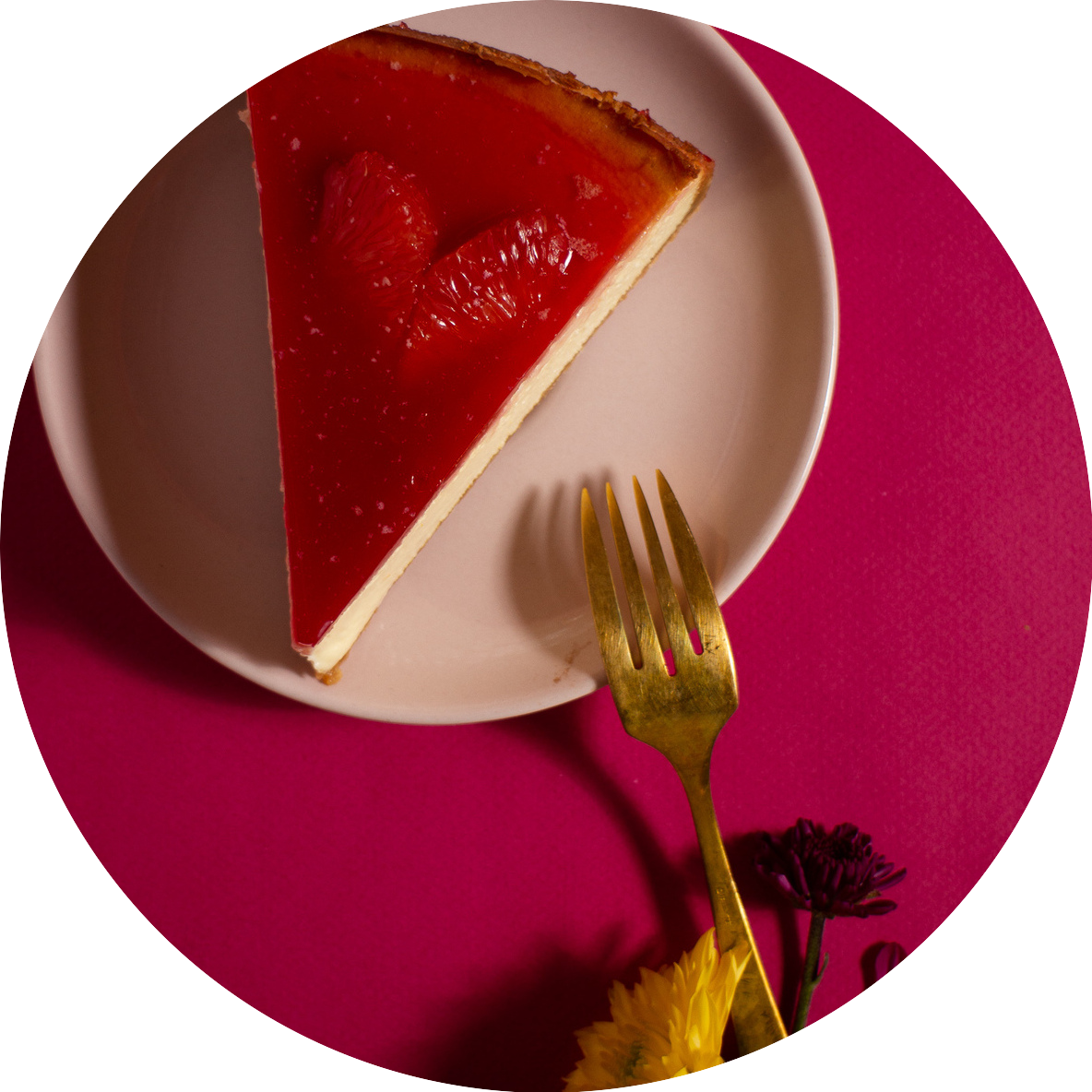 Blood Orange Rose Gelee Cheesecake